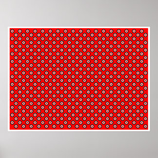 Pôster Círculos Vibrantes de Arte Op Vermelho Branco Bran
