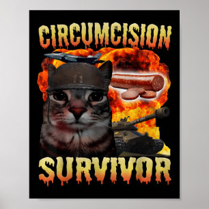 Poster Circuncisão Sobrevivência Engraçada Gato Memória B