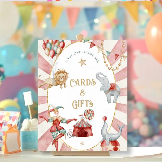 Poster Circus Carnival Baby Shower Cards and Gifts Sign (Criador carregado)