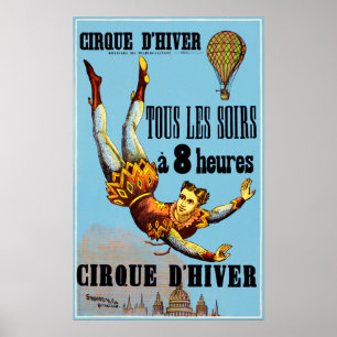 Poster CIRQUE D' HIVER Vintage Circo Acrobótico Francês