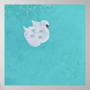 Poster Cisne branco inflável no corpo de água