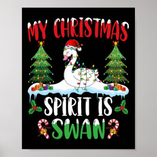 Poster Cisne Vestindo Chapéu de Papai Noel Xmas - Espírit