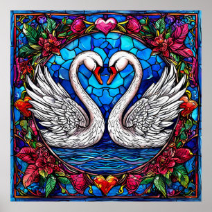 Poster Cisnes de Casamento Clássico Amor União 🦢💍🌿✨