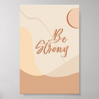 Poster Citação Boho Seja Forte Tipografia Neutra Impressã
