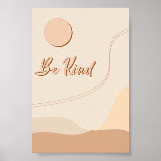 Poster Citação Boho Seja Gentil Tipografia Neutra Impress