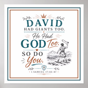Poster Citação Cristã Espiritual David Tinha Gigantes Tam