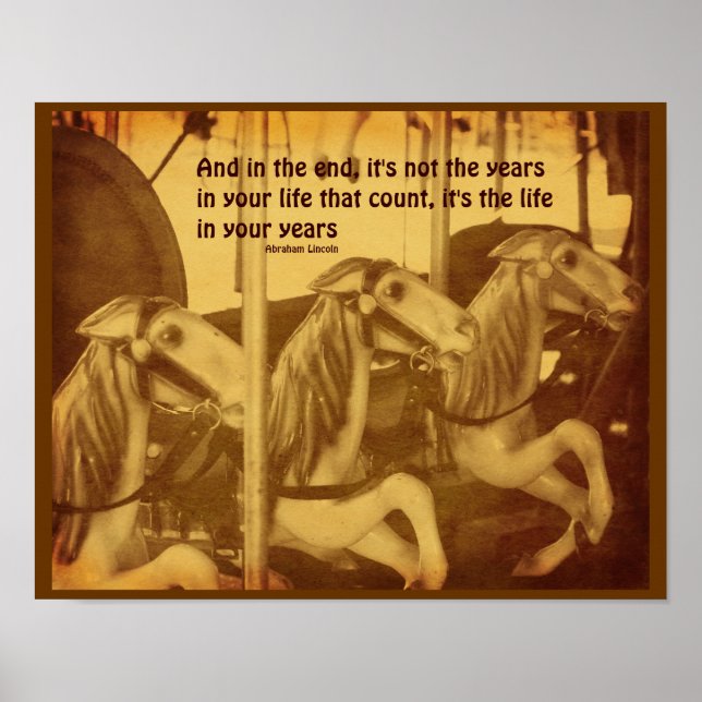Pôster Citação da Atitude da Vida dos Cavalos Carrossel (Frente)