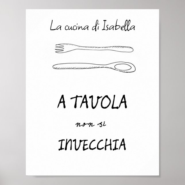 Poster citação da colher de arte da cozinha na moda itali (Frente)