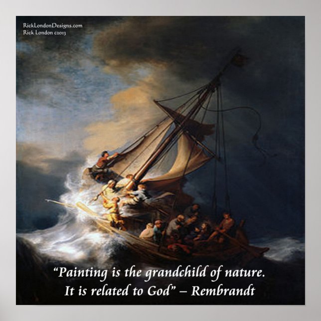 Pôster Citação da Natureza de Rembrant sobre "Tempestade  (Frente)