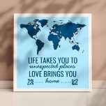 Pôster Citação da Tipografia da Vida Motivada do Mapa do<br><div class="desc">Tipografia motivacional sobre amor,  vida,  viagem e casa. Personalize-o com sua cor de fundo favorita. Presente perfeito para amigos e família.</div>