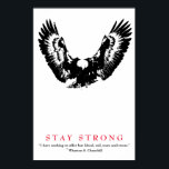 Poster Citação da WWII da pop Art Eagle em Churchill Moti<br><div class="desc">Imagens Motivacionais da Liberdade e Coragem - Águia Cálida Americana sem Coragem - Nossa maior glória não é em nunca cair, mas na ascensão toda vez que caímos.</div>