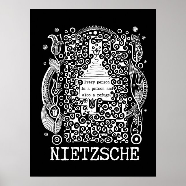Poster Citação das prisões e REFUGE de Nietzsche (Frente)