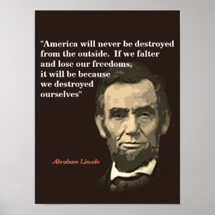 Poster Citação de Abraham Lincoln sobre a destruição dos