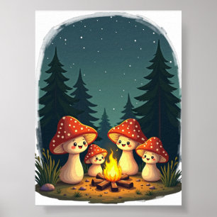 Poster Citação de Acampamento de Cogumelo Ficar Positivo 