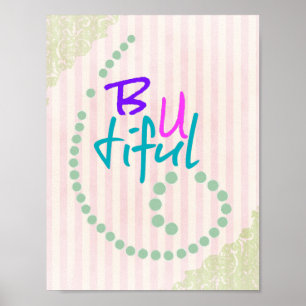 Pôster Citação de Afirmação Girly Inspiracional