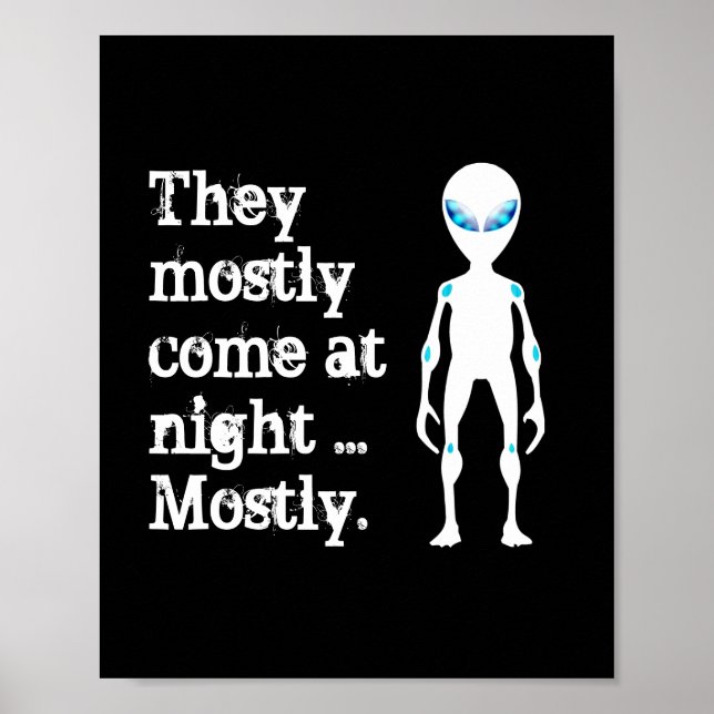Poster Citação de alienígena preto branco fofo (Frente)
