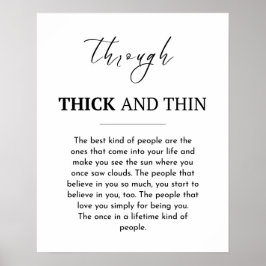 Poster Citação de amizade através de espessa e fina
