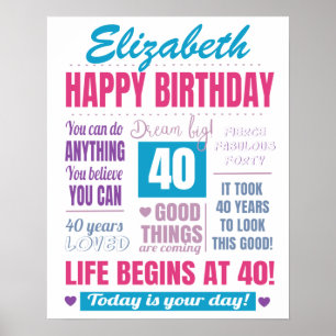 Poster Citação de aniversário de 40 anos Moderno