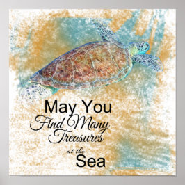 Poster Citação de Arte de Praia de Sea Turtle