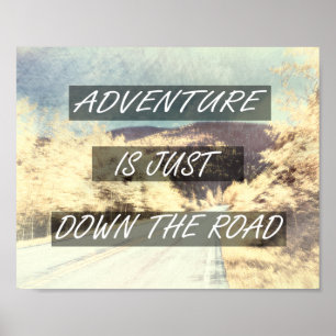 Poster citação de aventura texto inspirador sobre arte