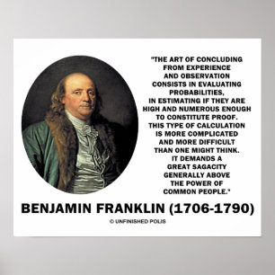 Poster Citação de Benjamin Franklin Avaliando Probabilida