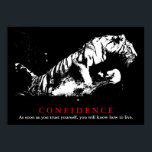 Pôster Citação de Confiança do Pop de Arte do Tigre Branc<br><div class="desc">Pop Art Style Black & White Tiger Image Impressões - Imagens de Pop Poster de Gatos Grandes Selvagens</div>