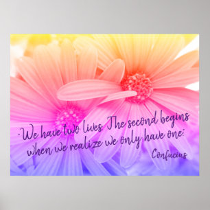Poster Citação de Confúcio de Pastel Flores Coloridas