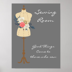 Poster Citação de costura da sala de costura