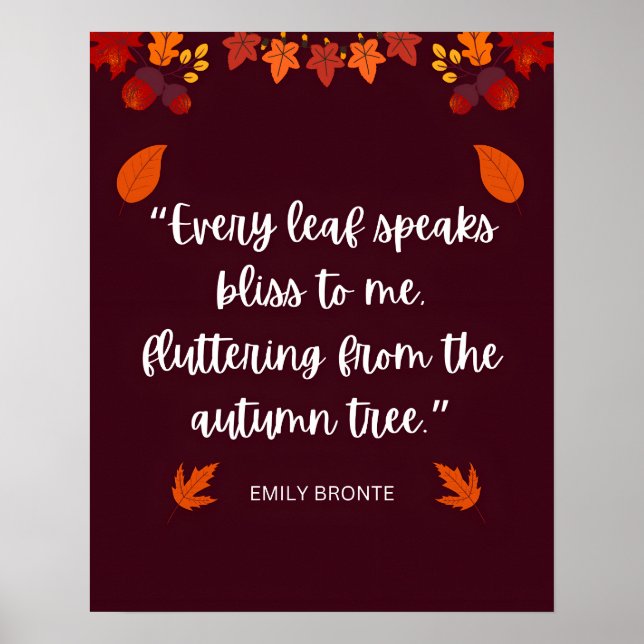 Poster Citação de Emily Bronte Autumn (Frente)
