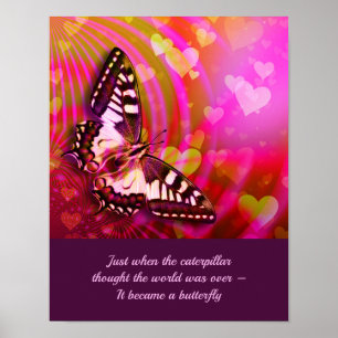 Poster Citação de Encorajamento Inspiracional Borboleta