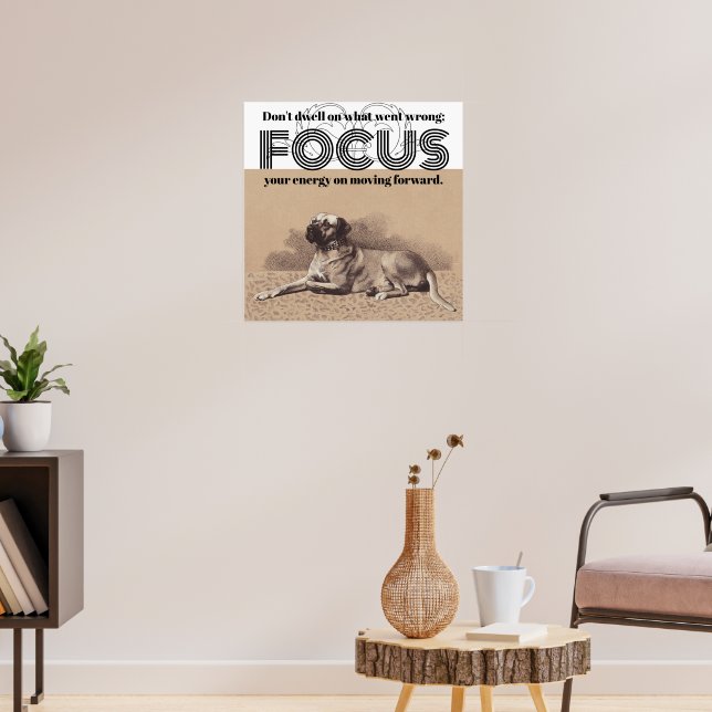 Poster Citação de Encorajamento na Imagem do Cachorro Gra (Sala de Estar 3)
