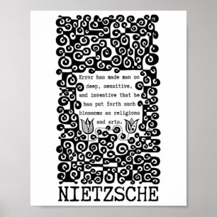 Poster Citação de ERRO preto e branco de Nietzsche
