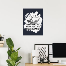 Poster Citação de Gato Branca Engraçado