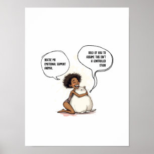 Poster Citação de Gato de Suporte Emocional Introvertido