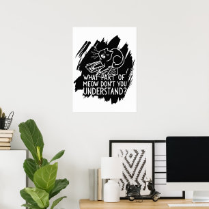 Poster Citação de Gato Engraçado Preto