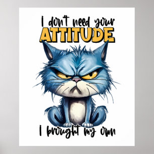 Poster Citação de Gato Grumpy Attitute Funny Animal