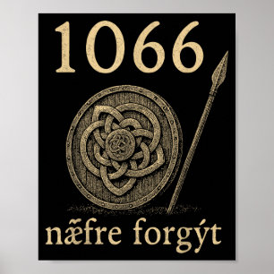 Poster Citação de História Viking em Inglês Antigo 1066 N