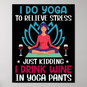 Poster Citação de Ioga Vinho Meditação Homens Mulheres Di