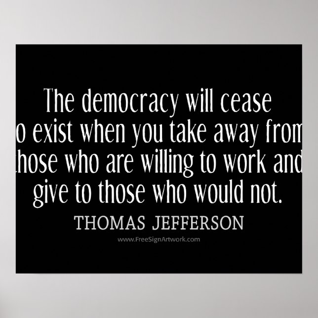 Pôster Citação de Jefferson sobre Democracia (Frente)