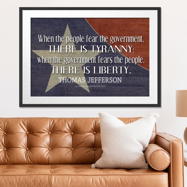 Pôster Citação de Jefferson Sobre Liberdade e Tirania (Patriotic Poster)