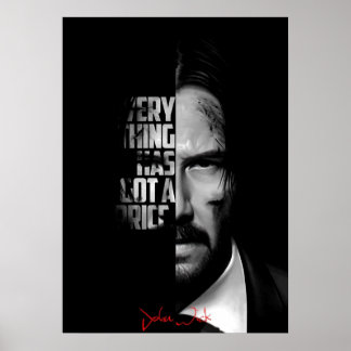Poster Citação de John Wick, preto e branco