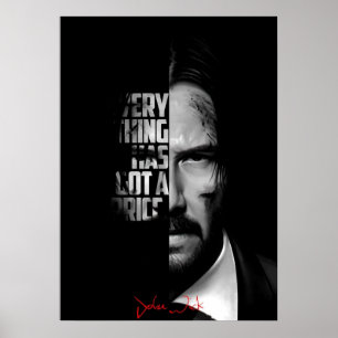 Poster Citação de John Wick, preto e branco