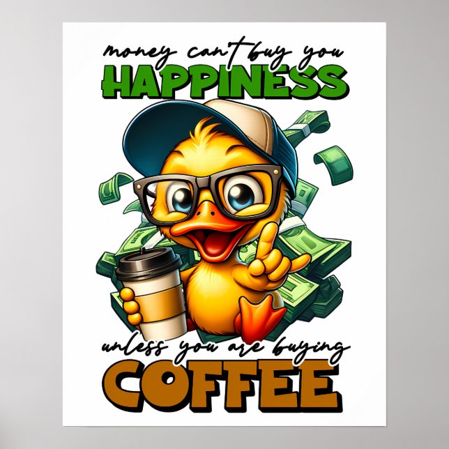 Poster Citação de Legenda de Café do Pato Engraçado Vesti (Frente)