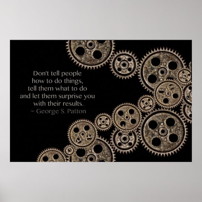 Poster Citação de liderança de George S. Patton (Frente)