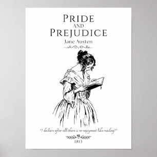 Poster Citação de Literatura de Jane Austen Lendo