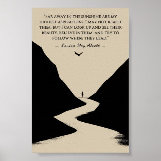 Poster Citação de Louisa May Alcott Minimalista Longe no