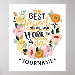Poster Citação de Motivação de Inspiração Floral Elegante
