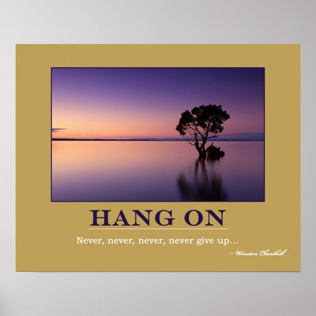 Poster Citação de Motivação HANG ON (Frente)
