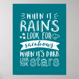 Pôster Citação de Motivação Inspiracional Pense Positiva