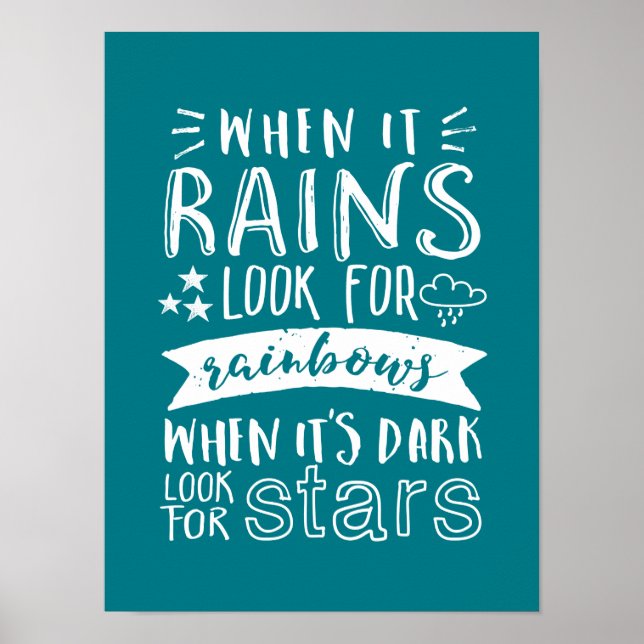 Pôster Citação de Motivação Inspiracional Pense Positiva (Frente)